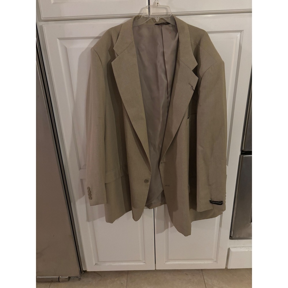 Natural Exchange Executive Mens Khaki Tan Blazer Jacket 58L Micro Weave Texture